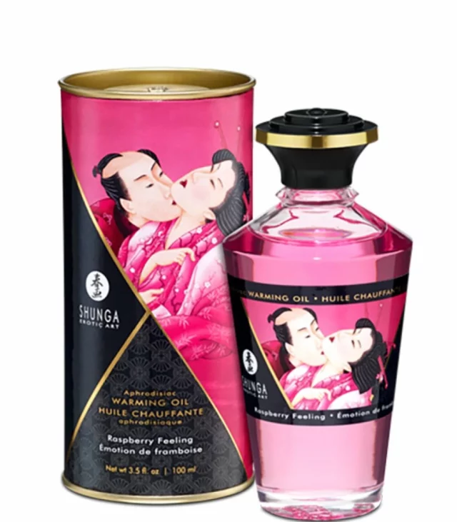 Rozgrzewający olejek do masażu - Shunga Aphrodisiac Warming Oil Raspberry Feeling 100 ml