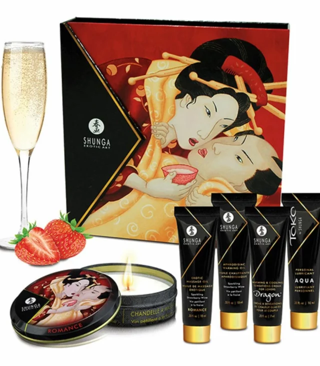 Zestaw akcesoriów - Shunga Geishas Secret Kit Sparkling Strawberry Wine