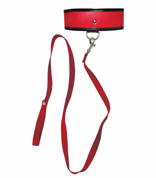 Obroża i smycz - Sportsheets Sex & Mischief Leash & Collar Red