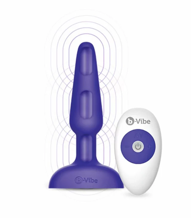 Zdalnie sterowany plug analny - B-Vibe Trio Plug Purple