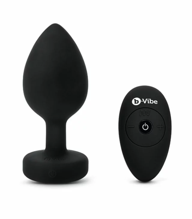 Zdalnie sterowany plug analny - B-Vibe Vibrating Jewel Plug XXL Black