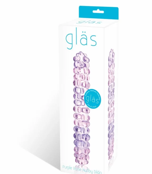 Szklane dildo - Glas Purple Rose Nubby