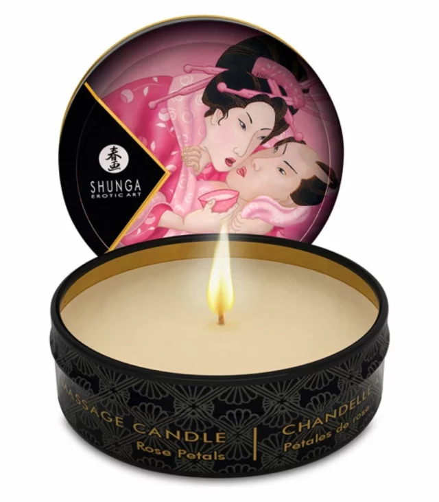 Świeca do masażu - Shunga Mini Massage Candle Rose Petals 30 ml