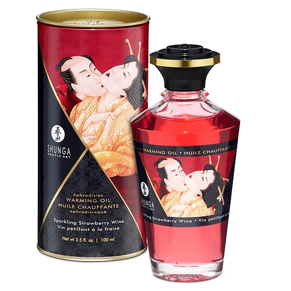 Rozgrzewający olejek do masażu - Shunga Aphrodisiac Warming Oil Sparkling Strawberry Wine 100 ml