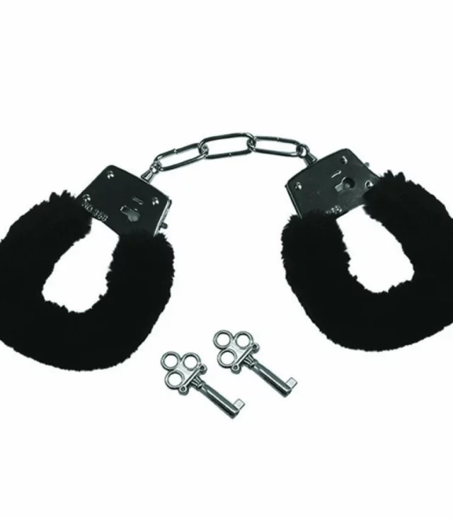 Kajdanki - Sportsheets Sex & Mischief Furry Handcuffs Black