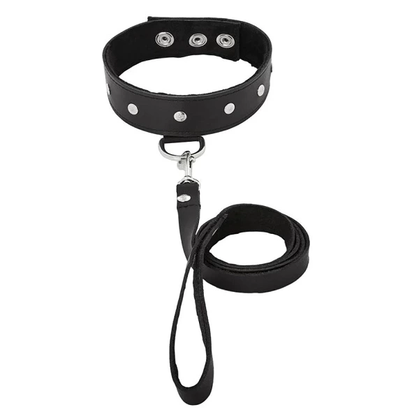 Obroża i smycz - Sportsheets Leather Collar & Leash