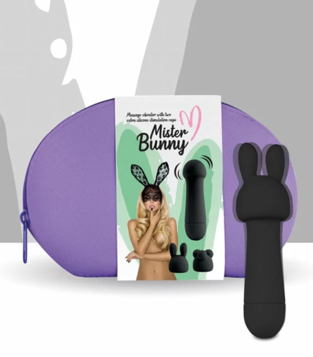 Wibrator - FeelzToys Mister Bunny with 2 Caps Black