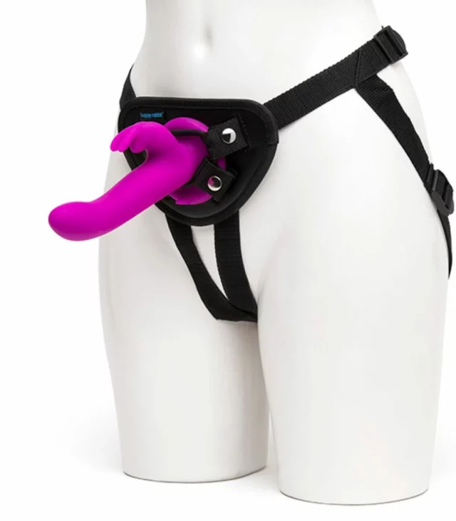 Strap-on z penisem - Happy Rabbit Vibrating Strap-On Harness Set Purple