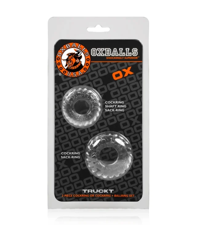 Oxballs - Truckt Cockring 2-pack Pierścień Erekcyjny Na Penisa Mały i Duży Przezroczysty