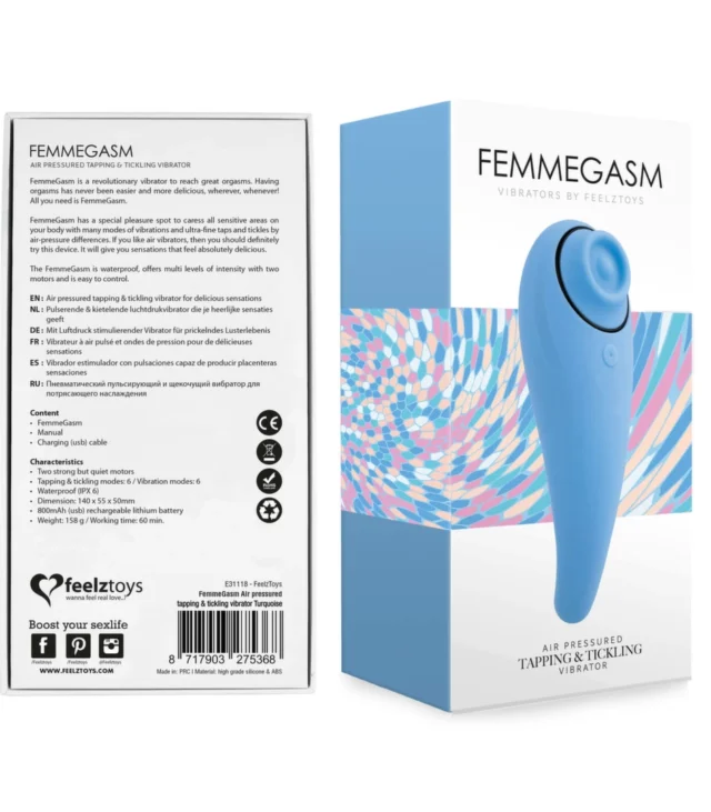 FeelzToys - FemmeGasm Tapping & Tickling Vibrator Turkusowy