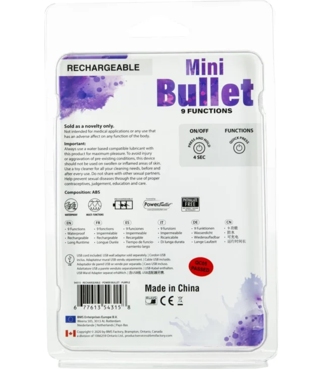 PowerBullet - Wibrator Mini PowerBullet 9 Funkcji Fioletowy