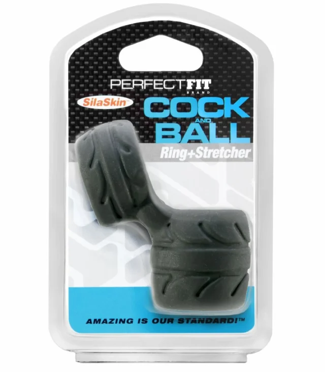 Pierścień na penisa i jądra - Perfect Fit SilaSkin Cock & Ball Black