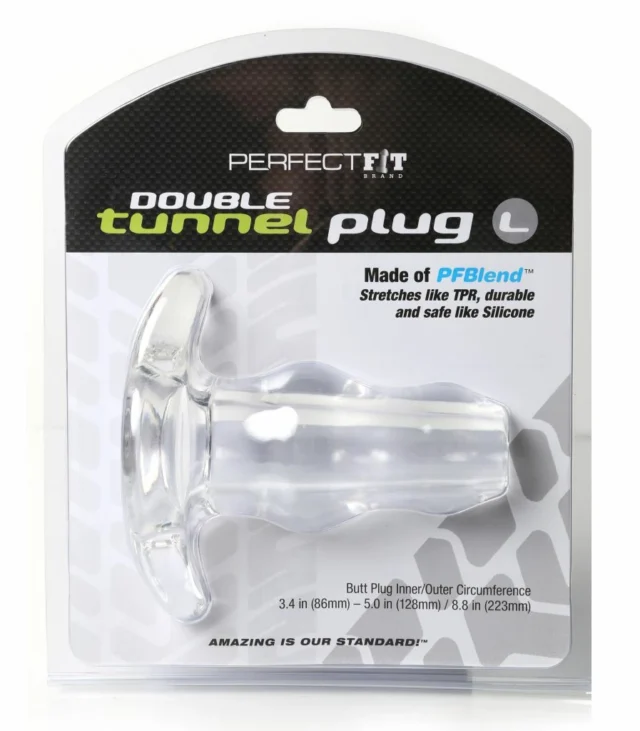 Plug analny podwójny tunel - Perfect Fit Double Tunnel Plug Large Clear Przezroczysty Duży