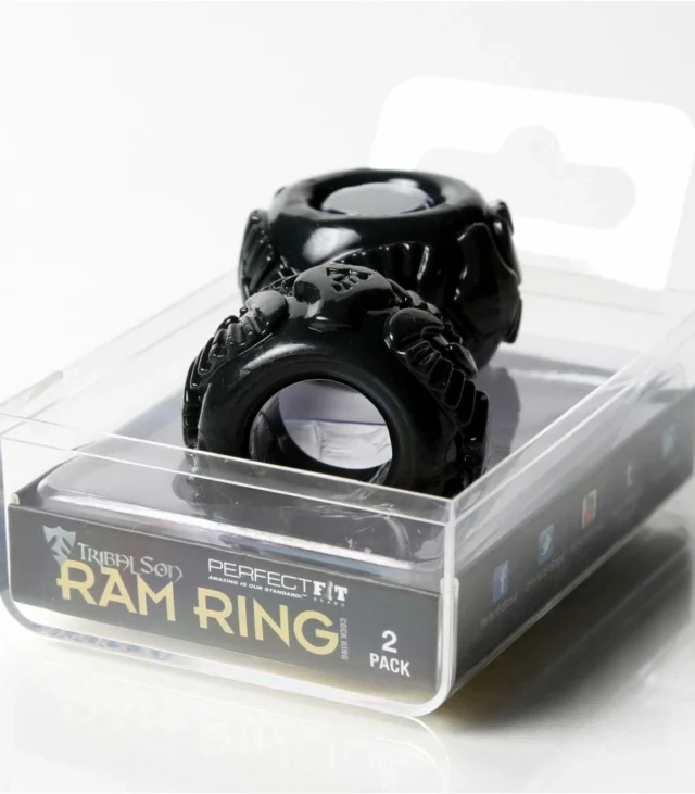 Pierścień na penisa - Perfect Fit Ram Ring Kit Double Black Dwupak