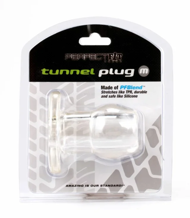 Korek analny tunel - Perfect Fit Tunnel Plug Medium Clear Przezroczysty Średni