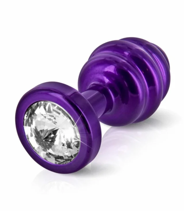 Plug analny zdobiony - Diogol Ano Butt Plug Ribbed Purple 25 mm