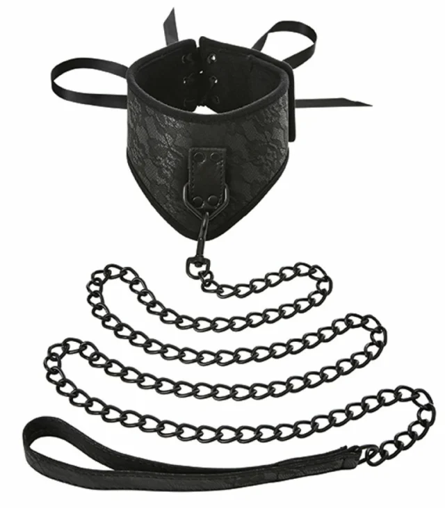 Obroża i smycz - Sportsheets Sincerely Lace Posture Collar & Leash