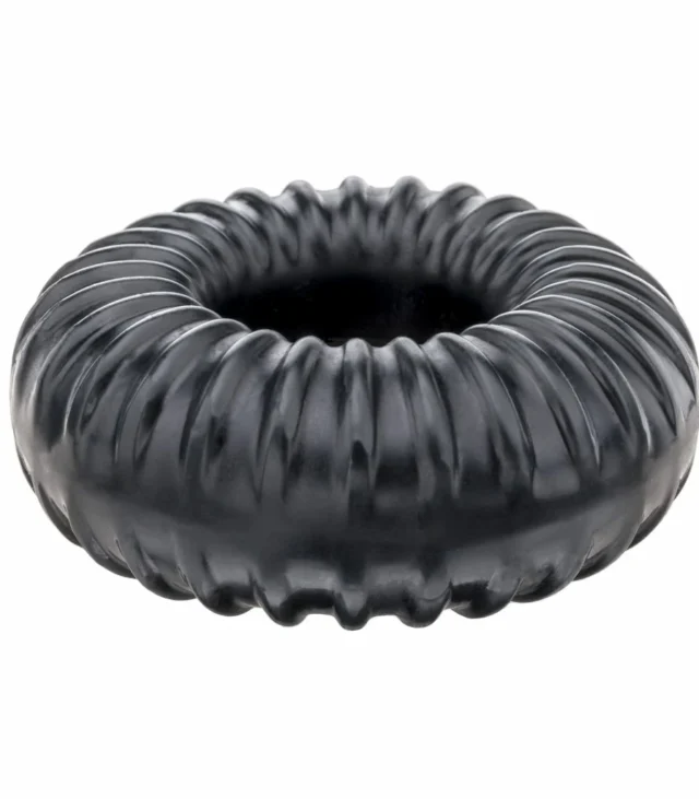 Pierścień na penisa - Perfect Fit Ribbed Ring Black Czarny