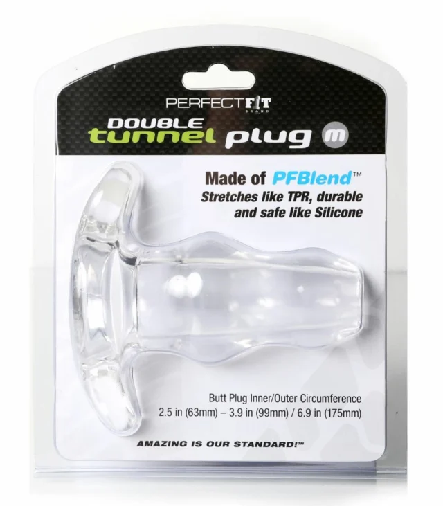 Plug analny podwójny tunel - Perfect Fit Double Tunnel Plug Medium Clear Przezroczysty Średni