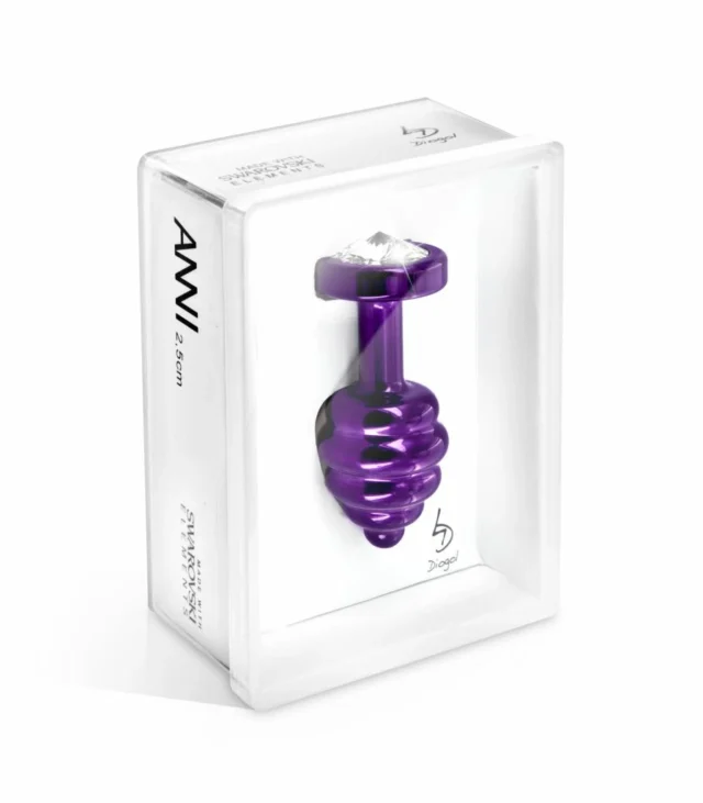 Plug analny zdobiony - Diogol Ano Butt Plug Ribbed Purple 25 mm