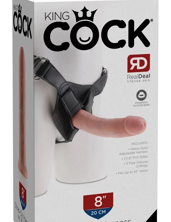 King Cock - Realistyczne Dildo Strap-On 20 CM Jasny Kolor Skóry