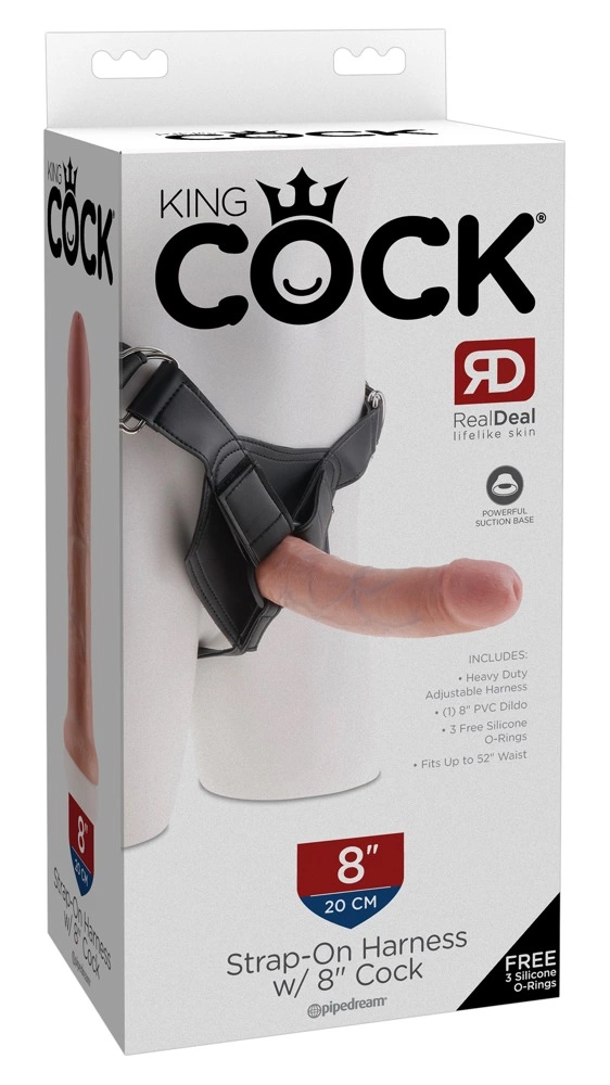 King Cock - Realistyczne Dildo Strap-On 20 CM Jasny Kolor Skóry