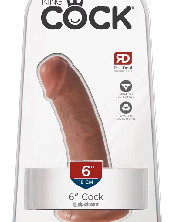 King Cock - Realistyczne Dildo Z Żyłkami I Przyssawką 15 CM Ciemny Kolor Skóry