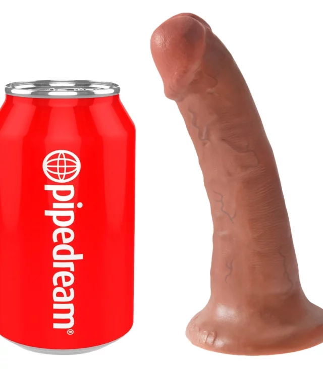 King Cock - Realistyczne Dildo Z Żyłkami I Przyssawką 15 CM Ciemny Kolor Skóry