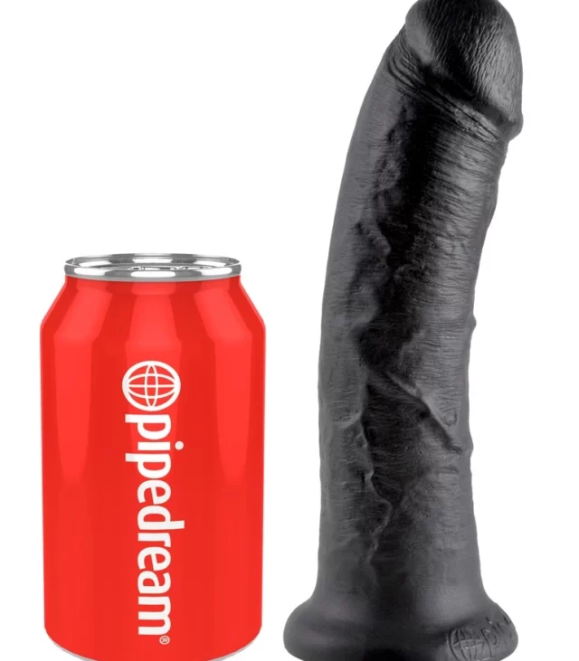 King Cock - Realistyczne Dildo Z Żyłkami I Przyssawką 20 CM Czarny Kolor Skóry