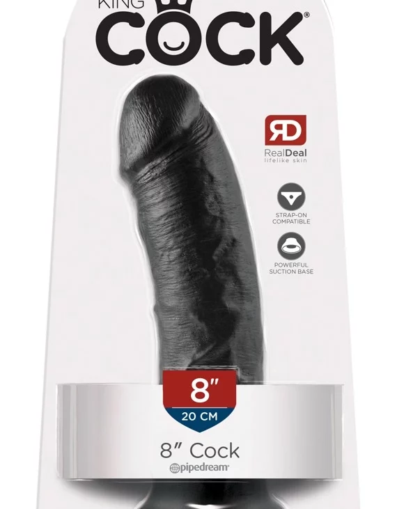 King Cock - Realistyczne Dildo Z Żyłkami I Przyssawką 20 CM Czarny Kolor Skóry