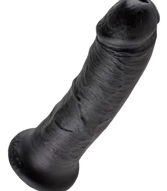 King Cock - Realistyczne Dildo Z Żyłkami I Przyssawką 20 CM Czarny Kolor Skóry