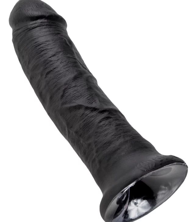 King Cock - Realistyczne Dildo Z Żyłkami I Przyssawką 20 CM Czarny Kolor Skóry