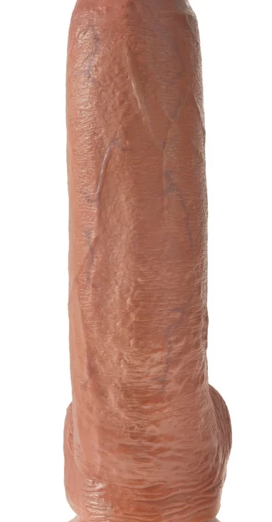 King Cock - Realistyczne Dildo Z Żołędziem Jądrami I Żyłkami 23 CM Ciemny Kolor Skóry