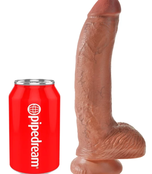 King Cock - Realistyczne Dildo Z Żołędziem Jądrami I Żyłkami 23 CM Ciemny Kolor Skóry