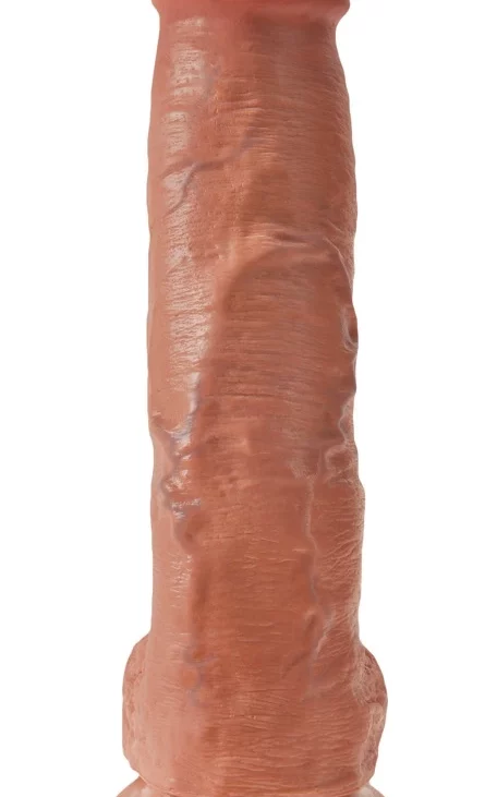 King Cock - Realistyczne Dildo Z Żołędziem Jądrami I Żyłkami 25 CM Ciemny Kolor Skóry