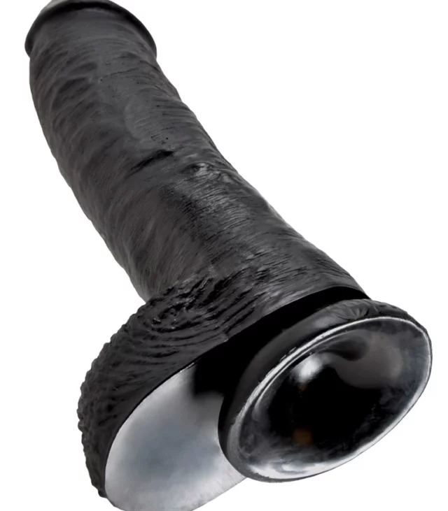 King Cock - Realistyczne Dildo Z Żołędziem Jądrami I Żyłkami 25 CM Czarny