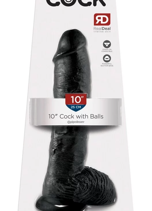 King Cock - Realistyczne Dildo Z Żołędziem Jądrami I Żyłkami 25 CM Czarny