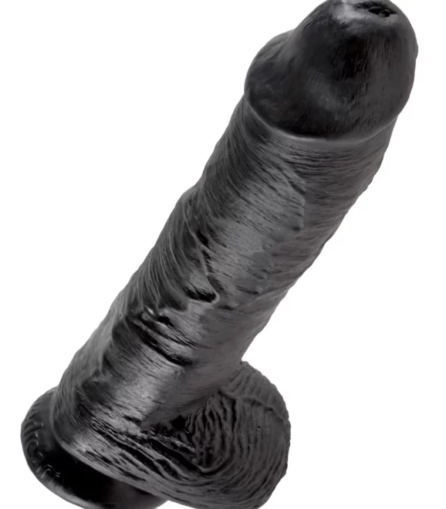 King Cock - Realistyczne Dildo Z Żołędziem Jądrami I Żyłkami 25 CM Czarny