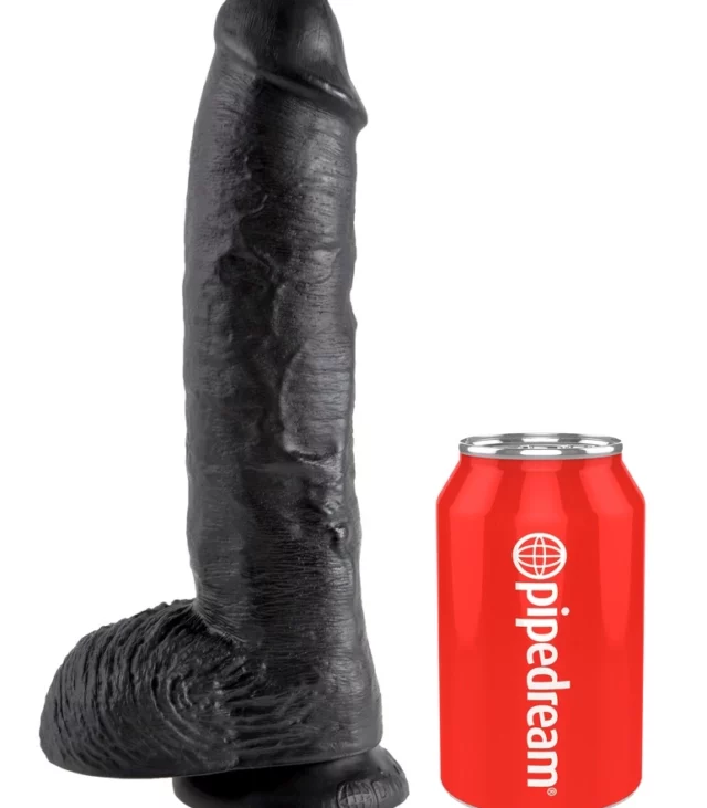 King Cock - Realistyczne Dildo Z Żołędziem Jądrami I Żyłkami 25 CM Czarny