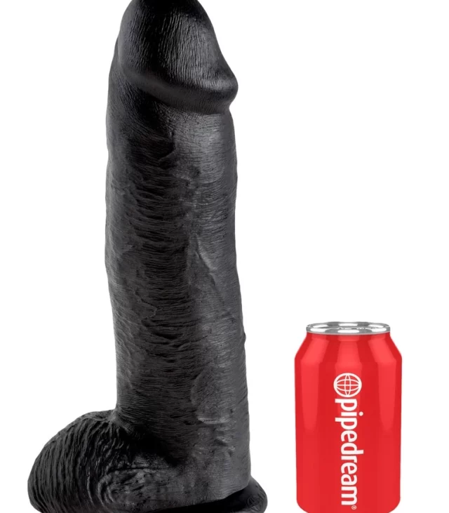 King Cock - Realistyczne Dildo Z Jądrami Czarne 30 CM