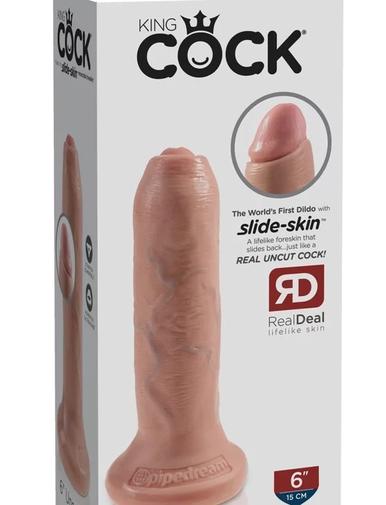 King Cock - Realistyczne Dildo Z Ruchomym Napletkiem 15 CM Jasny Kolor Skóry