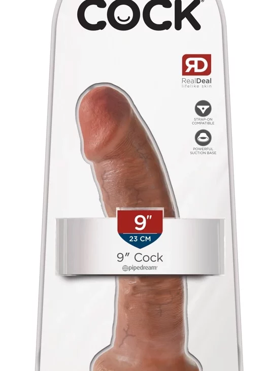 King Cock - Realistyczne Zakrzywione Dildo Z Przyssawką 23 CM Ciemny Kolor Skóry