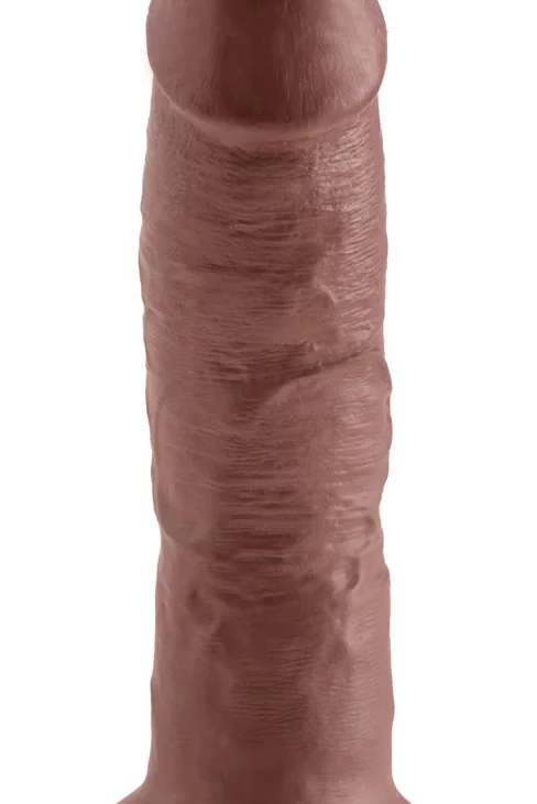 King Cock - Realistyczne Zakrzywione Dildo Z Przyssawką 23 CM Brązowy Kolor Skóry