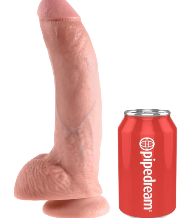 King Cock - Realistyczne Dildo Z Żołędziem Jądrami I Żyłkami 23 CM Jasny Kolor Skóry