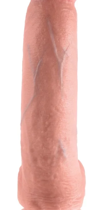 King Cock - Realistyczne Dildo Z Żołędziem Jądrami I Żyłkami 23 CM Jasny Kolor Skóry