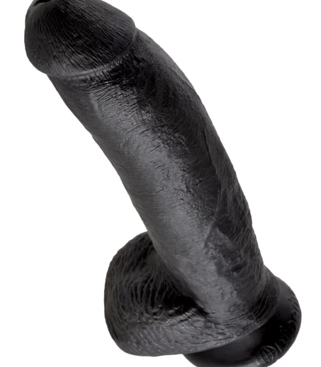 King Cock - Realistyczne Dildo Z Żołędziem Jądrami I Żyłkami 23 CM Czarny