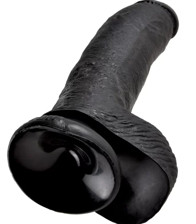 King Cock - Realistyczne Dildo Z Żołędziem Jądrami I Żyłkami 23 CM Czarny