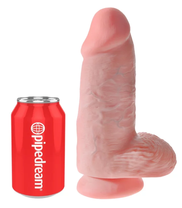 King Cock - Realistyczne Grube Dildo Z Przyssawką 23 CM Jasny Kolor Skóry