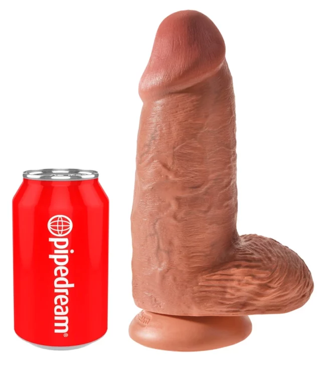 King Cock - Realistyczne Grube Dildo Z Przyssawką 23 CM Ciemny Kolor Skóry