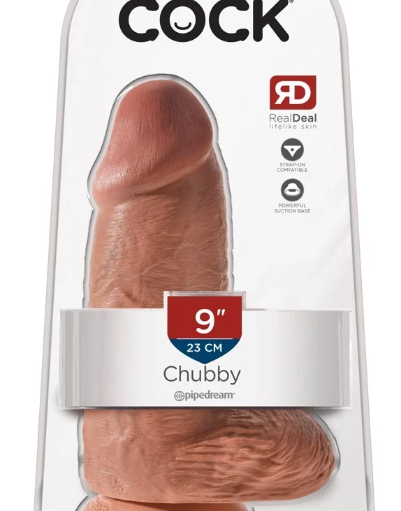 King Cock - Realistyczne Grube Dildo Z Przyssawką 23 CM Ciemny Kolor Skóry